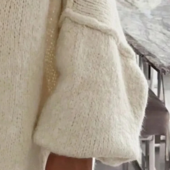 Apricot Casual Women's And Bone Edge Design Loose Single-Breasted Round Neck Swe - Picture 7 of 7